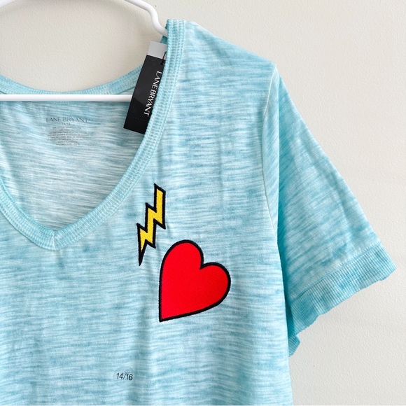 NWT Lane Bryant Blue Oversized Heart / Lightning Printed Hi-low Tee Size 14/16 - Picture 5 of 9
